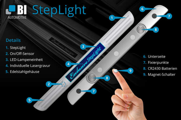 StepLight LED-Türschwellerbeleuchtung: Beleuchtete Türschweller jetzt mit  Magnetbefestigung - News - AmeriCar - Das Online-Magazine für US-Car-Fans